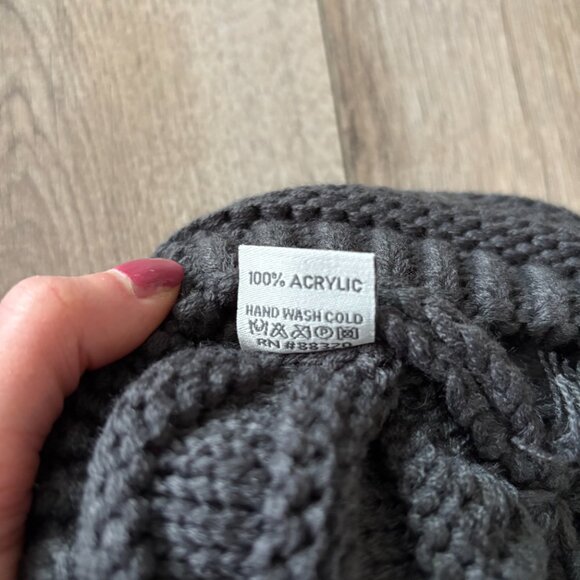 C.C Cable Knit Soft Stretch Gray Beanie with Brim - Picture 7 of 9